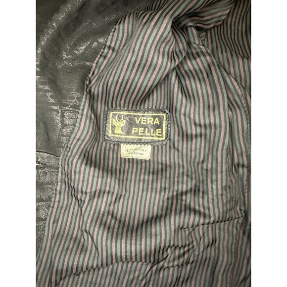 Vera Pelle Leather Jacket Women’s Black Zip Up Made In Italy Size 44 - Picture 3 of 12